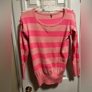 Poof sweater pink stripes size S
